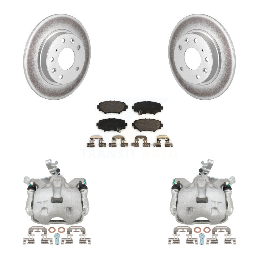 Rear Disc Brake Caliper Coat Rotor & Ceramic Pad Kit For Mazda 3 Sport 2.5L/2.0L