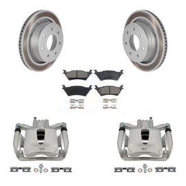 Rear Brake Coated Rotor & Ceramic Pad Kit With Calipers For Ford F-150 With 7 Lug Wheels