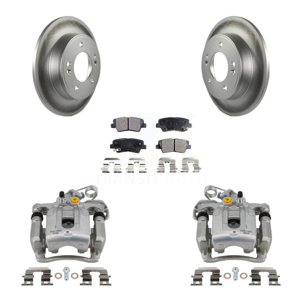 Rear Disc Brake Coated Rotor And Ceramic Pad Kit With Calipers For Hyundai Elantra Coupe