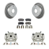 Rear Brake Coated Rotors & Ceramic Pad Kit With Calipers For Hyundai Accent Kia Rio Rio5