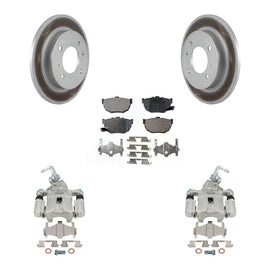 Rear Disc Brake Coated Rotors And Ceramic Pads Kit With Calipers For Hyundai Elantra