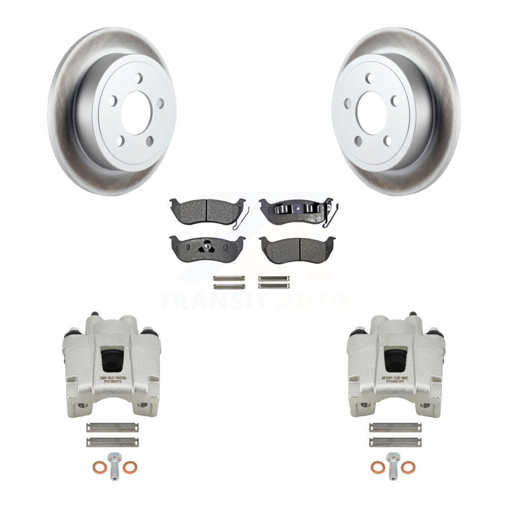 Rear Disc Brake Coated Rotors Ceramic Pad Kit With Calipers For Jeep Liberty Wrangler TJ