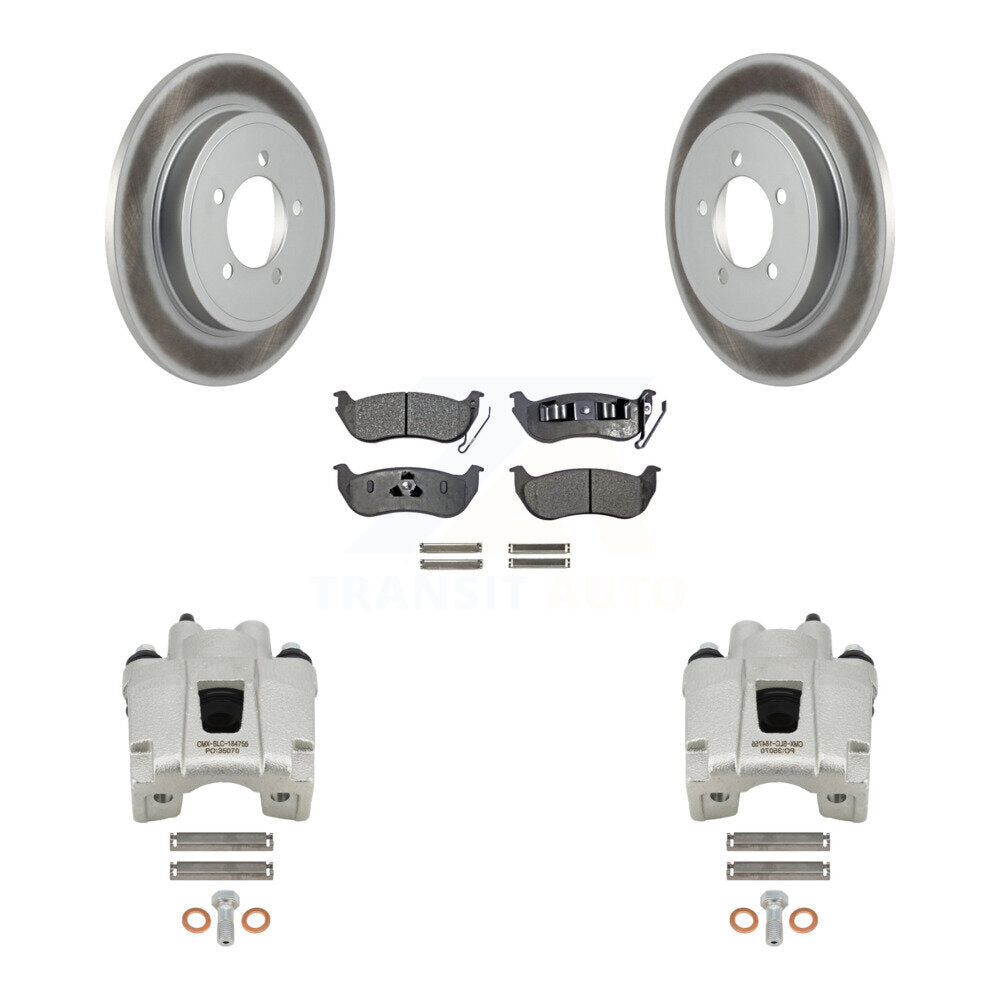 Rear Disc Brake Coated Rotors Ceramic Pad Kit With Calipers For Ford Explorer Sport Trac