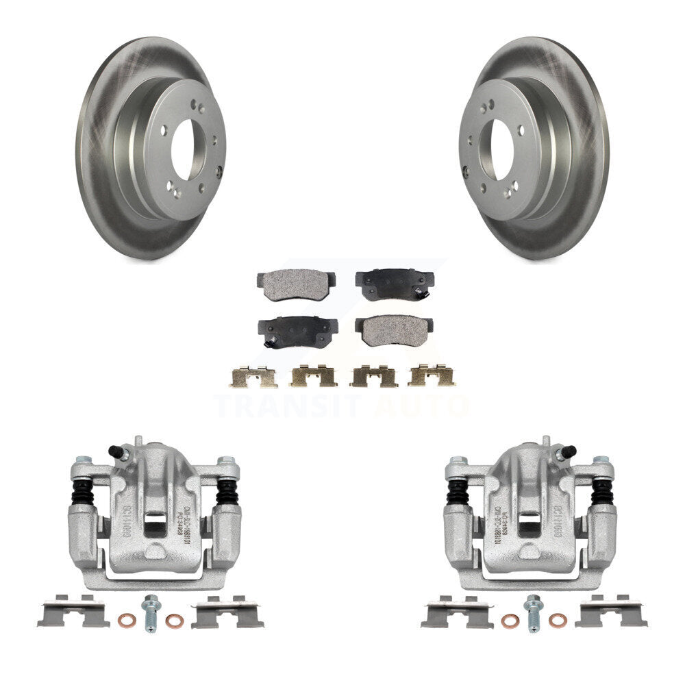 Rear Brake Caliper Coat Rotor & Ceramic Pad Kit For Hyundai Sonata 3.3L To 03 06