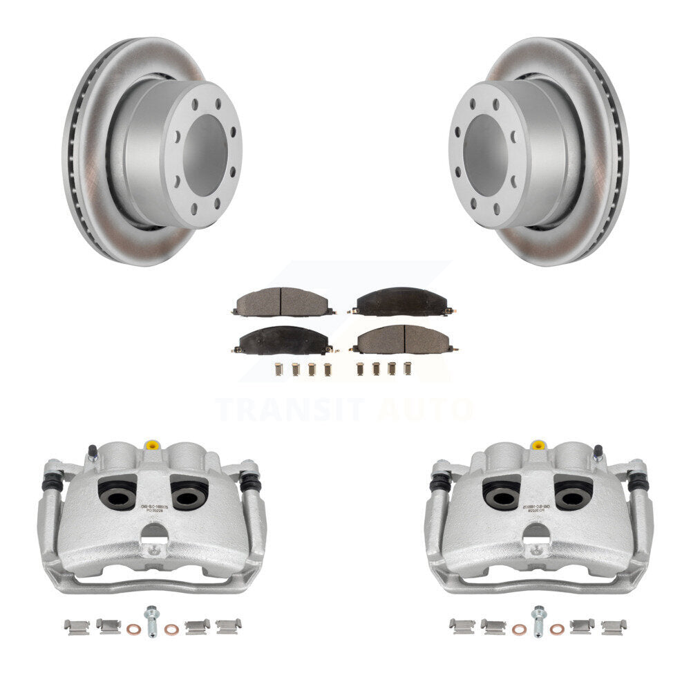 Rear Disc Brake Coated Rotor And Ceramic Pad Kit With Calipers For Ram 2500 3500 Dodge