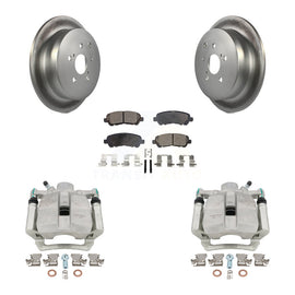 Rear Disc Brake Caliper Coated Rotors And Ceramic Pads Kit For Toyota Highlander