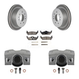 Rear Brake Coated Rotor And Ceramic Pad Kit With Calipers For Ford F-150 Lincoln Mark LT