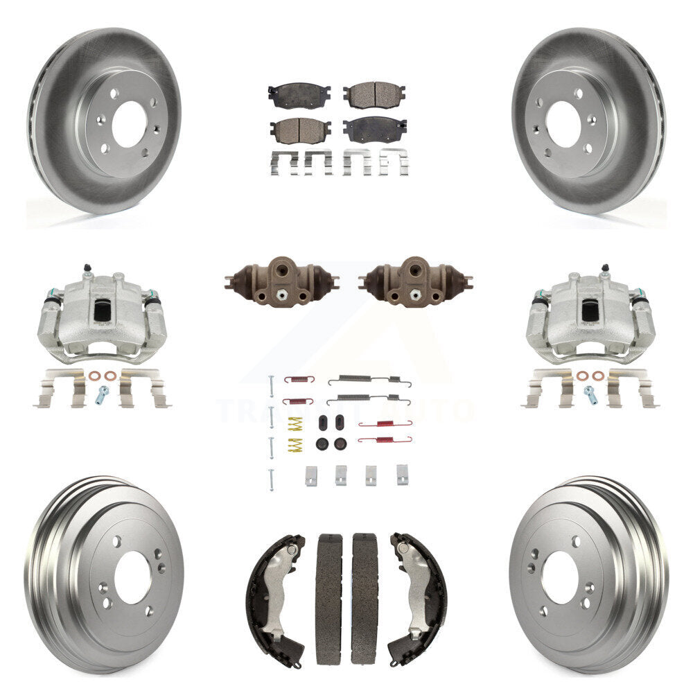 Front Rear Brake Caliper Coat Rotor Drum Ceramic Pad Shoe Cylinder Hardware Kit For