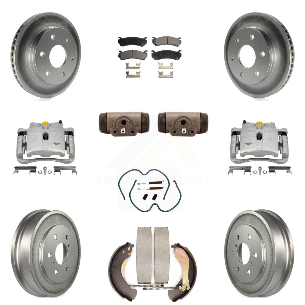 Front Rear Brake Caliper Coat Rotor Drum Ceramic Pad Shoe Cylinder Hardware Kit For