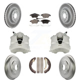 Front Rear Brake Caliper Coated Rotors Drum Ceramic Pad Kit For Volkswagen Jetta