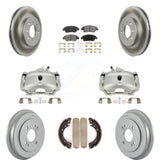 Front Rear Brake Caliper Coated Rotor Drum Ceramic Pad Kit (8Pc) For Honda Civic