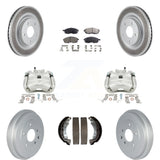 Front Rear Brake Caliper Coat Rotor Drum Ceramic Pad Kit (8Pc) For Nissan Sentra