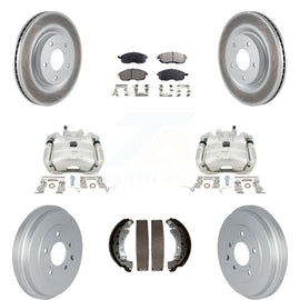 Front Rear Brake Caliper Coat Rotor Drum Ceramic Pad Kit (8Pc) For Nissan Sentra