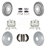 Front Rear Brake Caliper Coat Rotor Drum Ceramic Pad Kit (8Pc) For Nissan Sentra