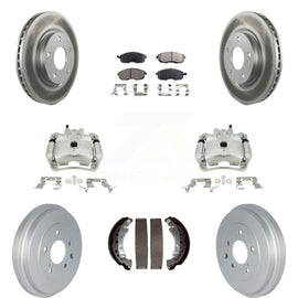 Front Rear Brake Caliper Coat Rotor Drum Ceramic Pad Kit (8Pc) For Nissan Sentra