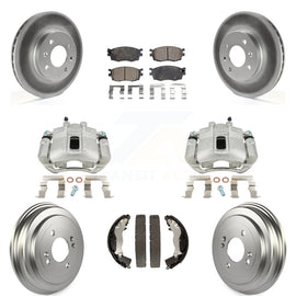 Front Rear Brake Caliper Coated Rotor Drum Ceramic Pad Kit (8Pc) For Hyundai Kia