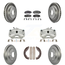 Load image into Gallery viewer, Front Rear Brake Caliper Coated Rotor Drum Ceramic Pad Kit (8Pc) For Honda Civic