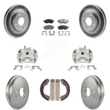 Front Rear Brake Caliper Coat Rotor Drum Ceramic Pad Kit (8Pc) For Nissan Sentra