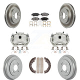 Front Rear Brake Caliper Coated Rotors Drum Ceramic Pads Kit (8Pc) For Honda Fit