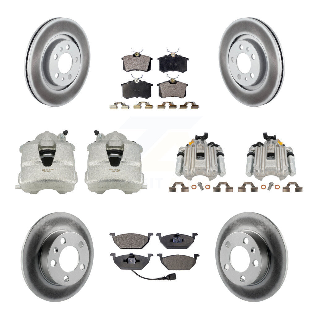 Front Rear Brake Caliper Coat Rotors Ceramic Pad Kit (10Pc) For Volkswagen Jetta