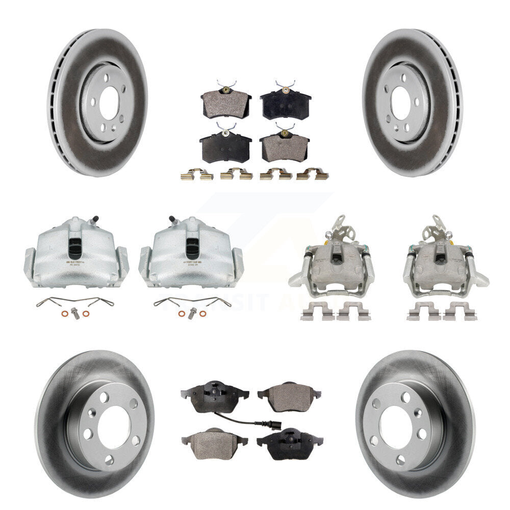 Front Rear Brake Caliper Coat Rotors Ceramic Pad Kit (10Pc) For Volkswagen Jetta