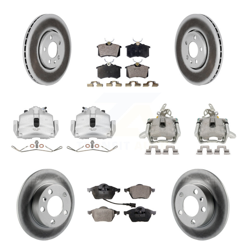 Front Rear Brake Caliper Coat Rotors Ceramic Pad Kit (10Pc) For Volkswagen Jetta