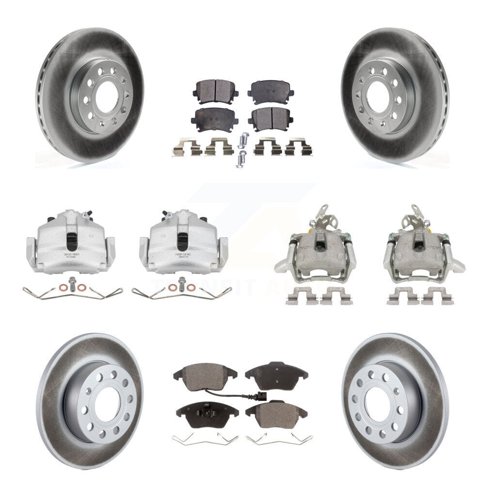 Front Rear Brake Caliper Coat Rotor Ceramic Pad Kit (10Pc) For Volkswagen Rabbit