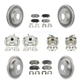 Front Rear Disc Brake Caliper Coat Rotors And Ceramic Pad Kit (10Pc) For Kia Rio