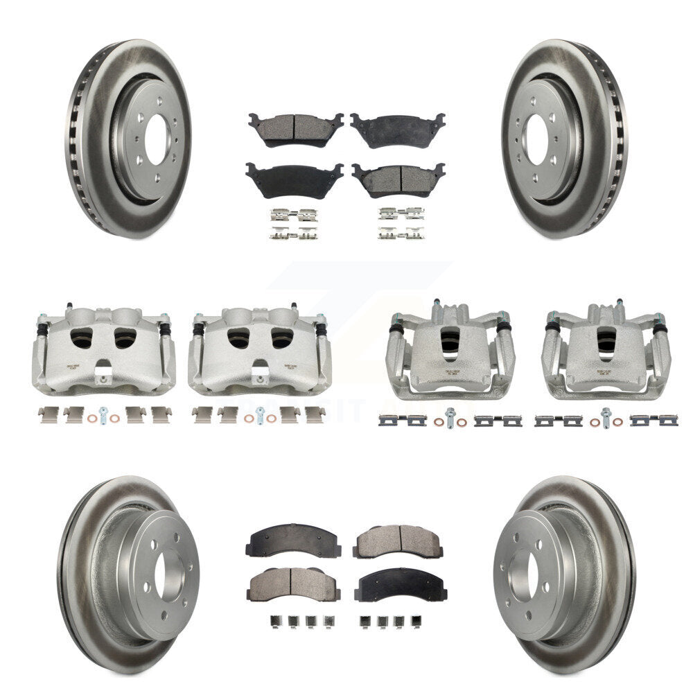 Front Rear Disc Brake Caliper Coat Rotor & Ceramic Pad Kit (10Pc) For Ford F-150