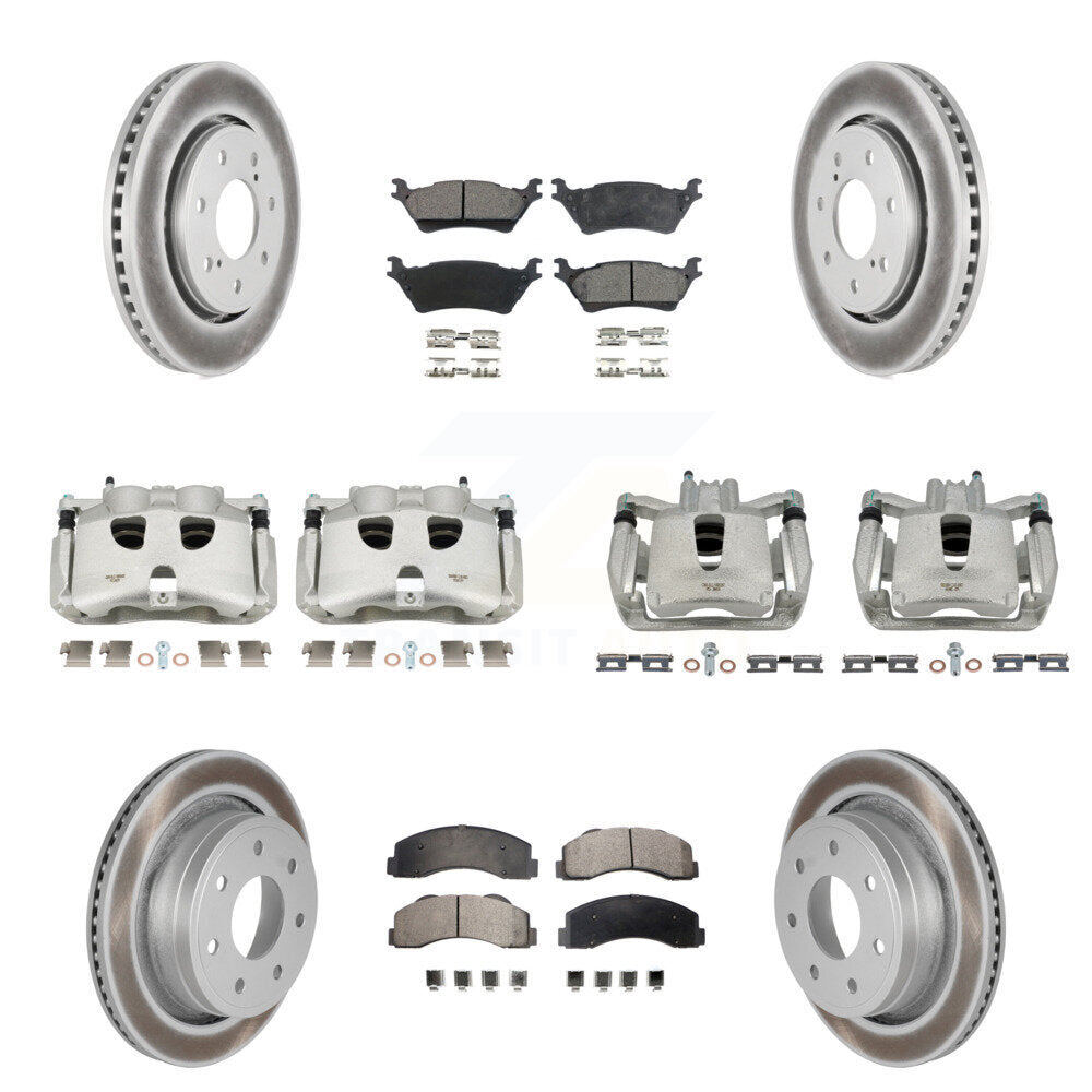 Front Rear Disc Brake Caliper Coat Rotor & Ceramic Pad Kit (10Pc) For Ford F-150