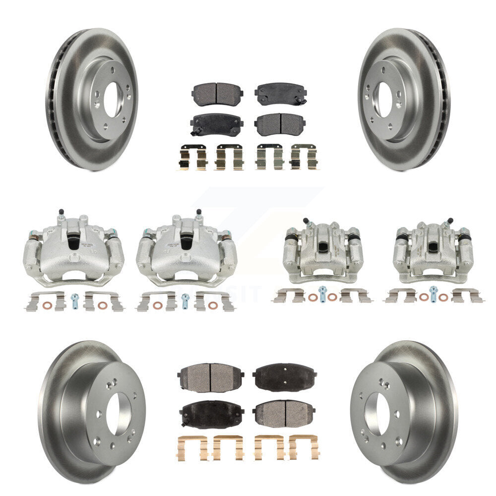 Front Rear Brake Caliper Coat Rotors & Ceramic Pad Kit (10Pc) For Kia Forte Koup