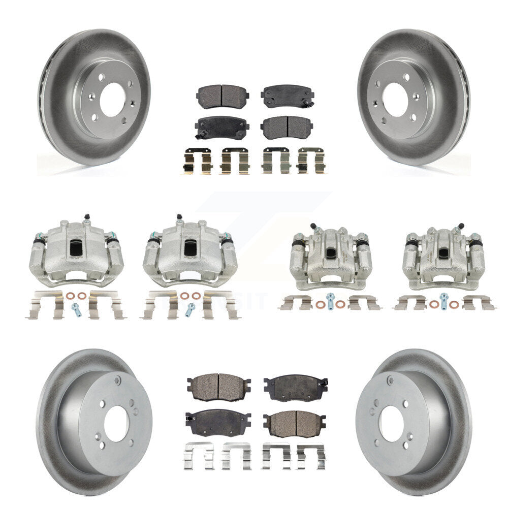 Front Rear Brake Caliper Coat Rotors & Ceramic Pad Kit (10Pc) For Hyundai Accent