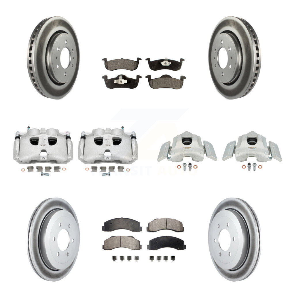 Front Rear Brake Caliper Coat Rotor & Ceramic Pad Kit (10Pc) For Ford Expedition