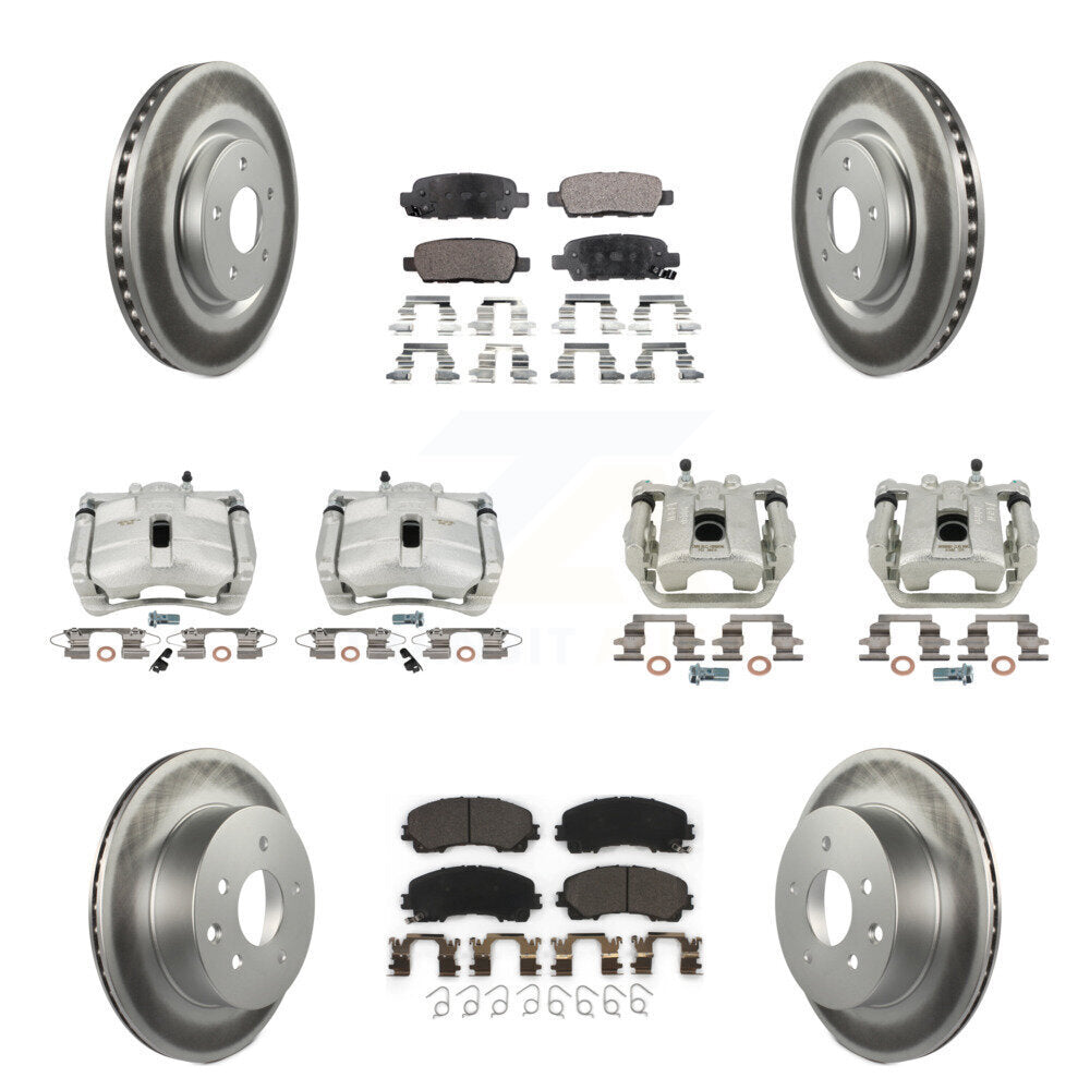 Front Rear Brake Caliper Coat Rotor & Ceramic Pad Kit (10Pc) For Nissan Rogue SL