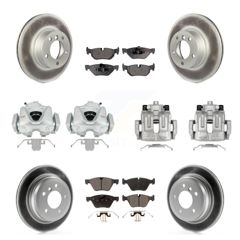 Front Rear Disc Brake Caliper Coat Rotors & Ceramic Pad Kit (10Pc) For BMW 328xi