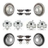 Front Rear Disc Brake Caliper Coat Rotors & Ceramic Pad Kit (10Pc) For BMW 328xi