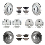 Front Rear Disc Brake Caliper Coat Rotors & Ceramic Pad Kit (10Pc) For BMW X5 X6