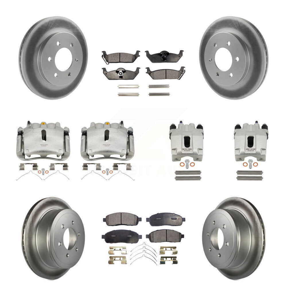 Front Rear Brake Caliper Coat Rotor & Ceramic Pad Kit (10Pc) For Ford F-150 Mark