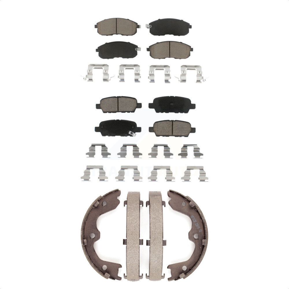 Front Rear Ceramic Brake Pads & Parking Shoes Kit For Nissan Altima INFINITI G35