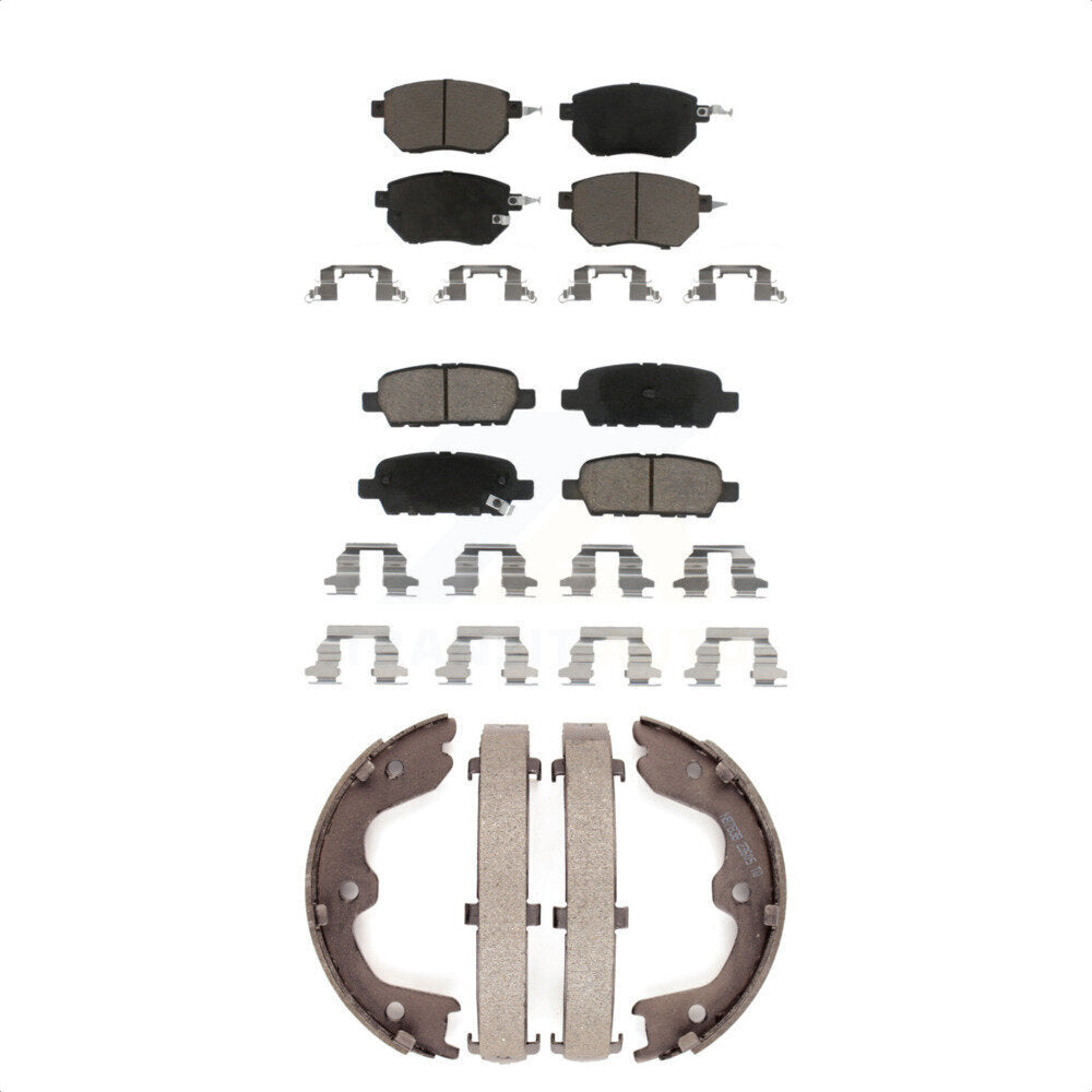 Front Rear Ceramic Brake Pads Parking Shoe Kit For Nissan Altima Maxima INFINITI