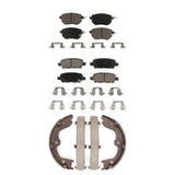 Front Rear Ceramic Brake Pads Parking Shoe Kit For Nissan Altima Maxima INFINITI