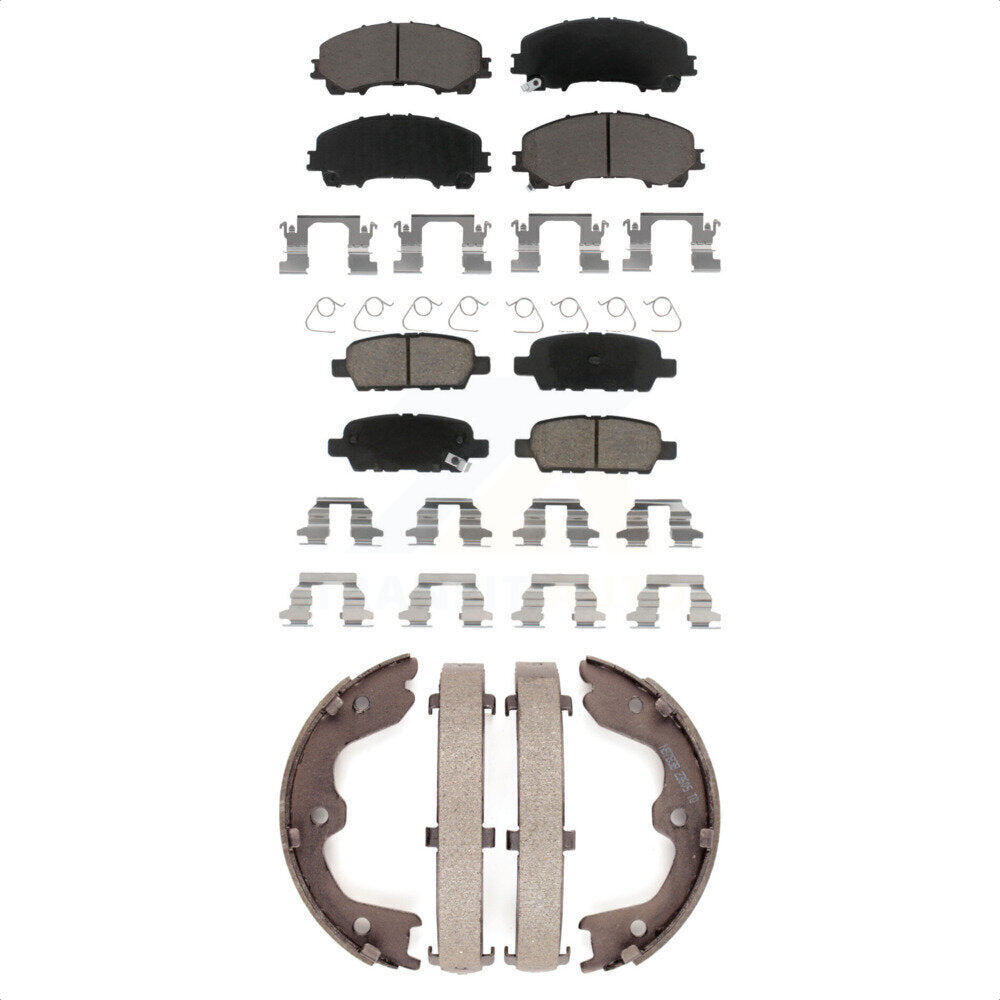 Front Rear Ceramic Brake Pads And Parking Shoes Kit For 2016-2017 INFINITI QX50