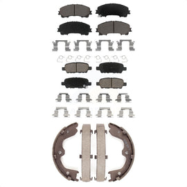 Front Rear Ceramic Brake Pads And Parking Shoes Kit For 2016-2017 INFINITI QX50