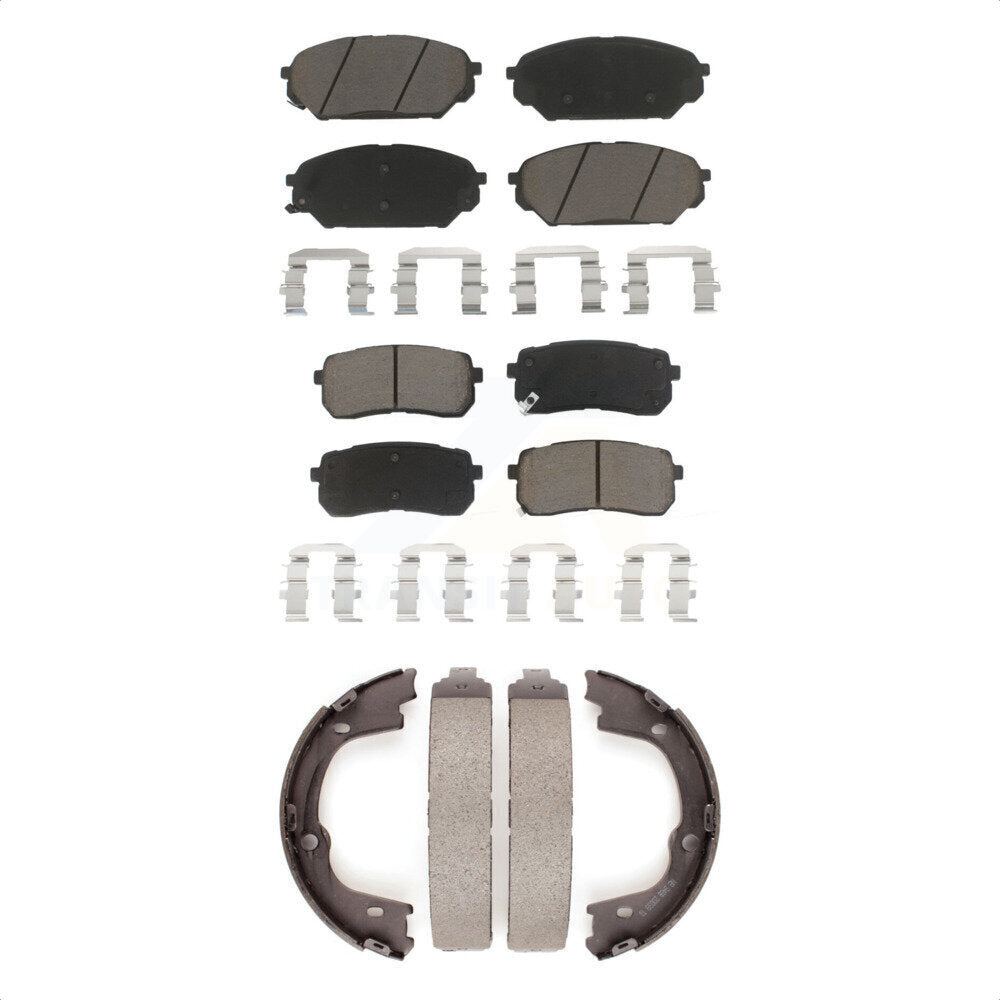 Front Rear Ceramic Brake Pads & Parking Shoes Kit For 2007-2012 Hyundai Veracruz