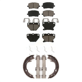 Front Rear Ceramic Brake Pads Parking Shoe Kit For Toyota Corolla Matrix Pontiac