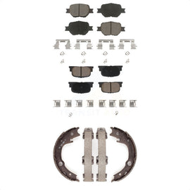 Front Rear Ceramic Brake Pads And Parking Shoes Kit For 2005-2010 Scion tC