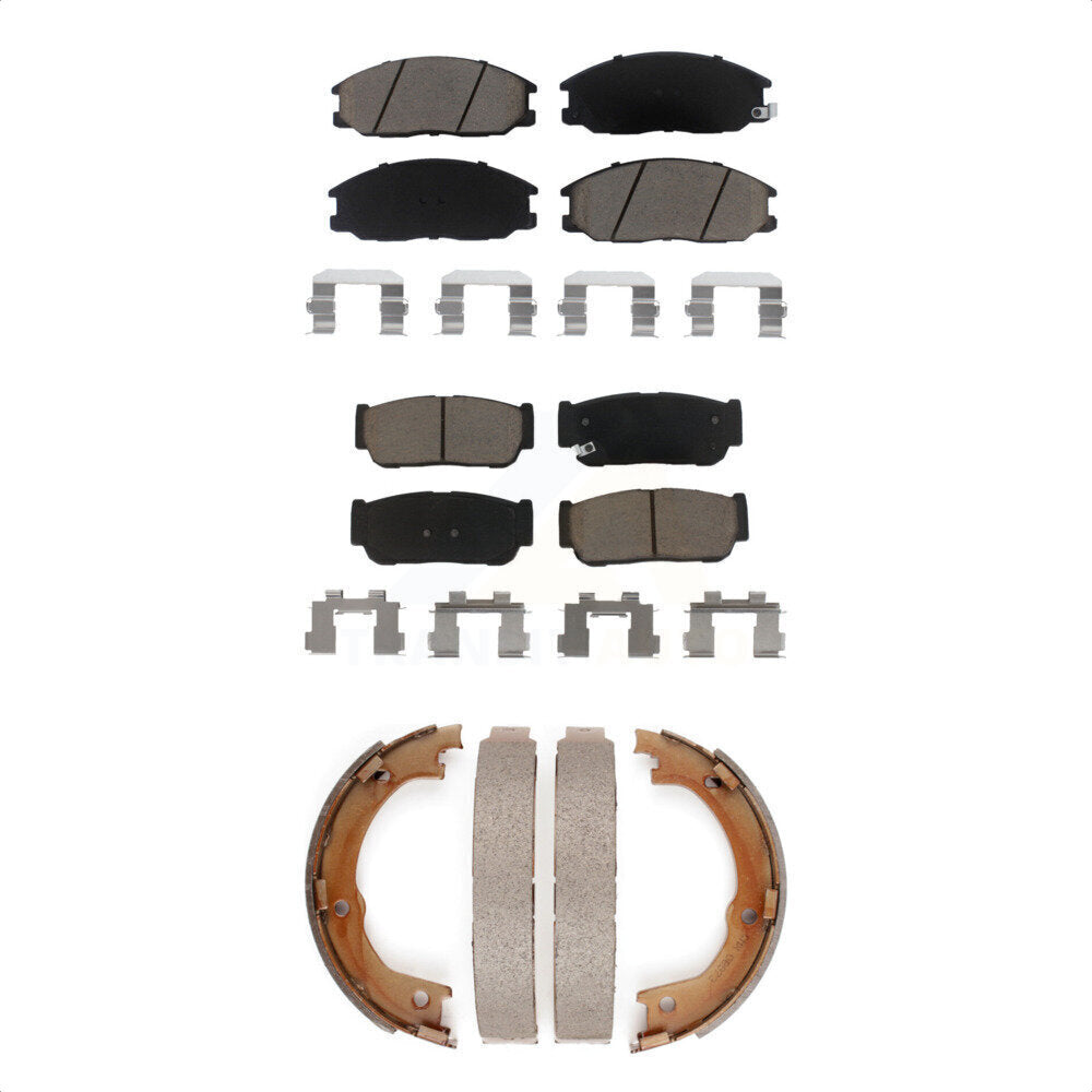 Front Rear Ceramic Brake Pads And Parking Shoes Kit For 2003-2009 Kia Sorento