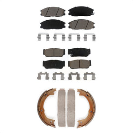 Front Rear Ceramic Brake Pads And Parking Shoes Kit For 2003-2009 Kia Sorento