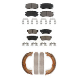 Front Rear Ceramic Brake Pads And Parking Shoes Kit For 2006-2009 Hyundai Azera