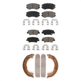 Front Rear Ceramic Brake Pads And Parking Shoes Kit For 2007-2009 Kia Amanti